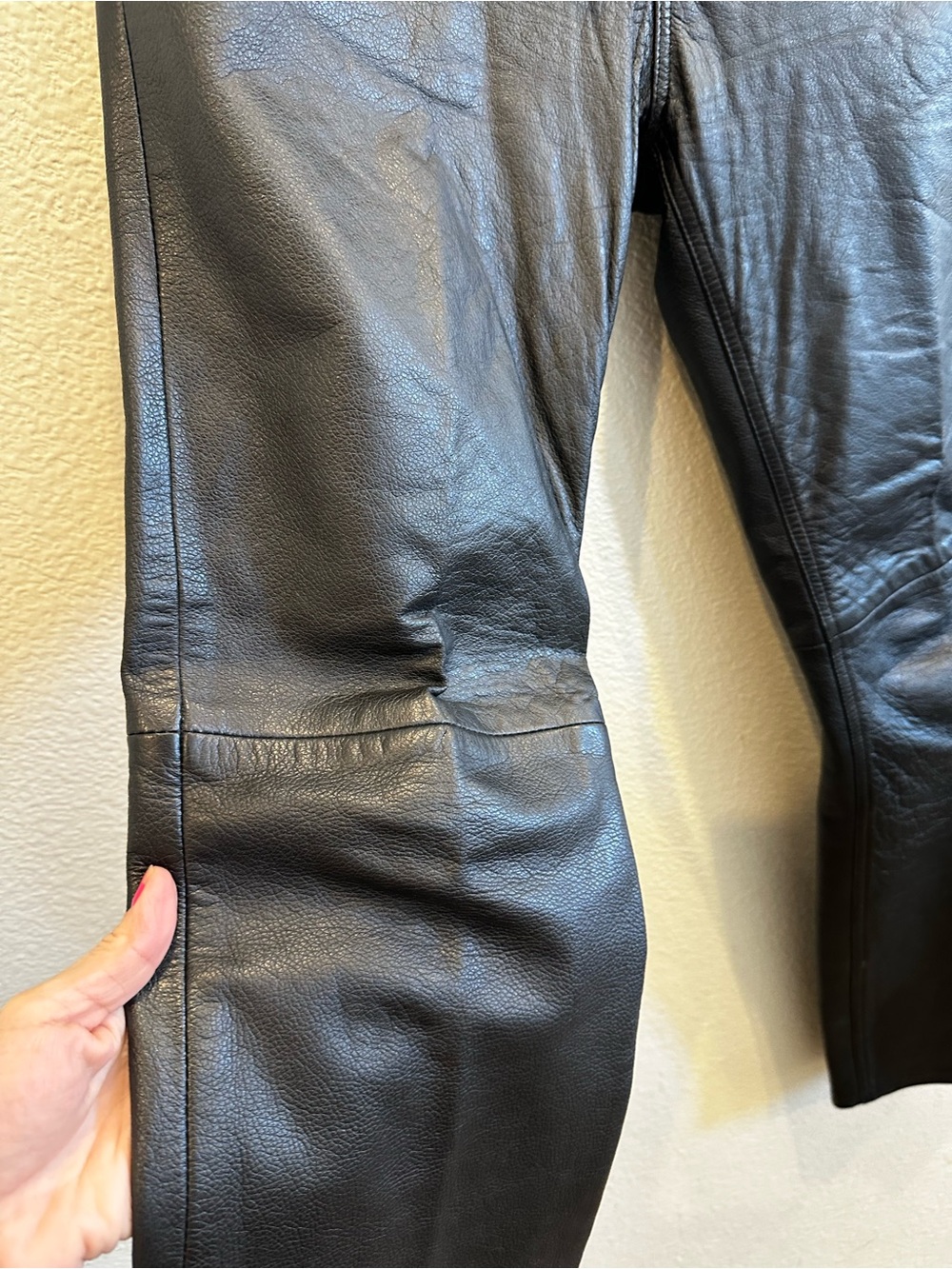 Vintage Co-operative 100% Leather Straight Leg Pants Size 6 Black Lined - Picture 5 of 17